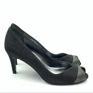 Stuart Weitzman heels size 6 black silver gem